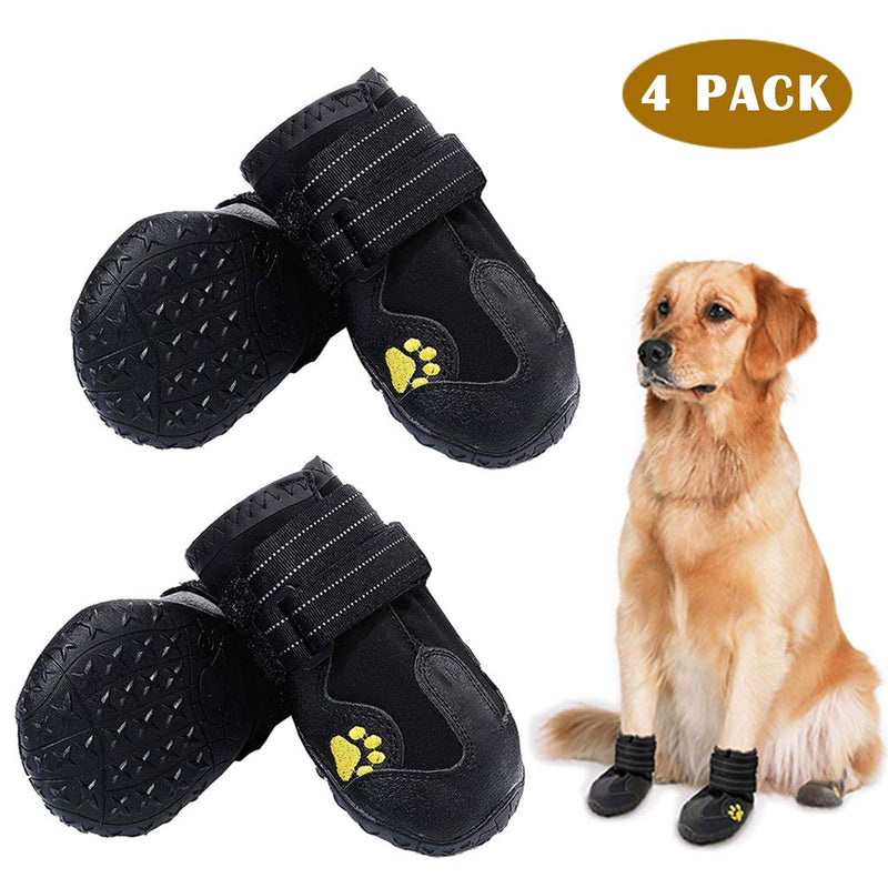 [Australia] - PK.ZTopia Dog Boots, Waterproof Dog Boots, Dog Rain Boots, Dog Outdoor Shoes for Medium to Large Dogs with Two Reflective Fastening Straps and Rugged Anti-Slip Sole (Black 4PCS). Size 8: 3.35" x2.95" 