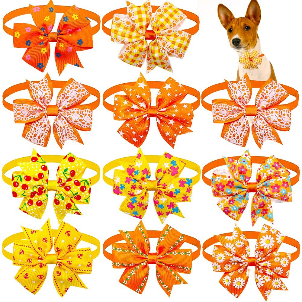 Pet Dog Puppy Cat Bowtie for Autumn/Fall Thanksgiving Orange Dog Bow Ties Dog Accessories Pet Grooming Supplies Pack of 10pcs - PawsPlanet Australia