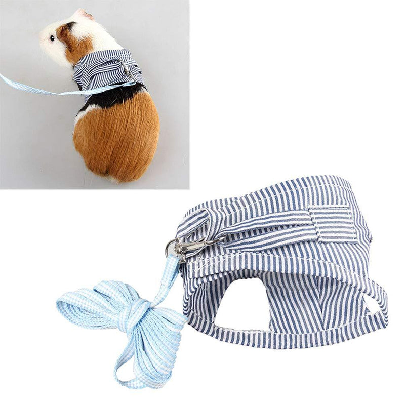 POPETPOP Guinea Pig Harness and Leash-Rabbit Harness Cotton Stripe Chest Strap Vest for Chinchilla Rat Squirrel Hedgehog Ferret Outdoor Walking Clothes-Size L (Blue) S - PawsPlanet Australia