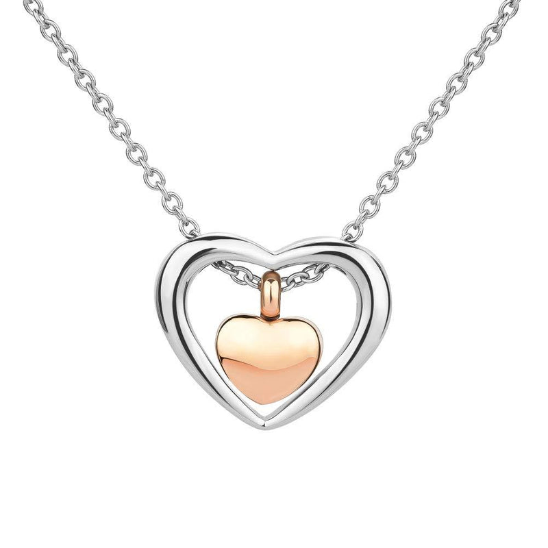 [Australia] - Heart of Charms Loving Heart Urn Necklace for Pet Human Cremation Jewelry Keepsake Memorial for Ashes Holder double heart 
