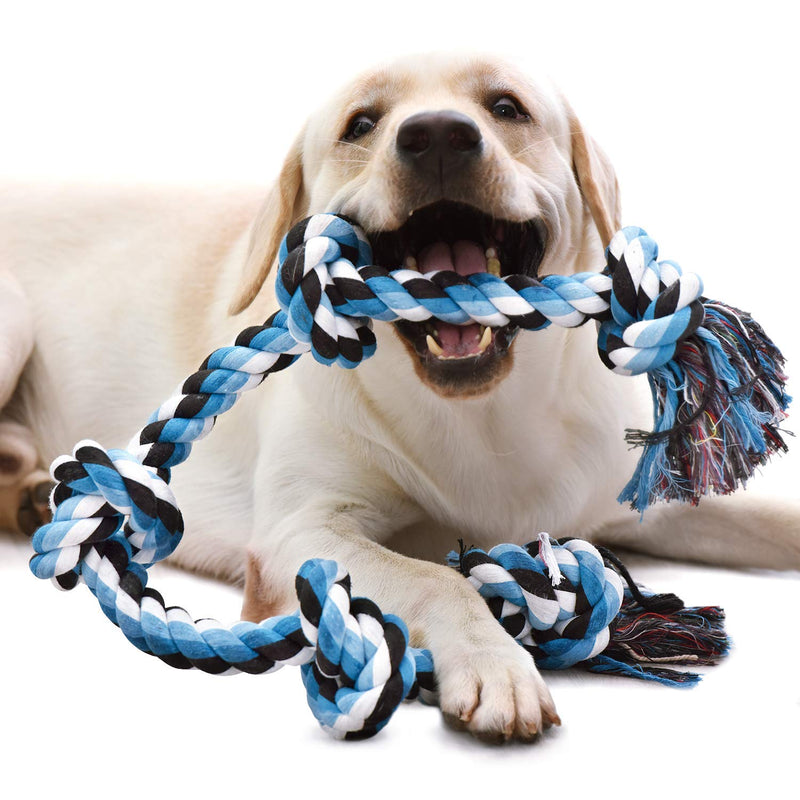 [Australia] - KILIKI Dog Rope Toys for Aggressive Chewers: 3 Feet 5 Knots Indestructible Dog Chew Toys Tough Nature Cotton for Medium and Large Breed 