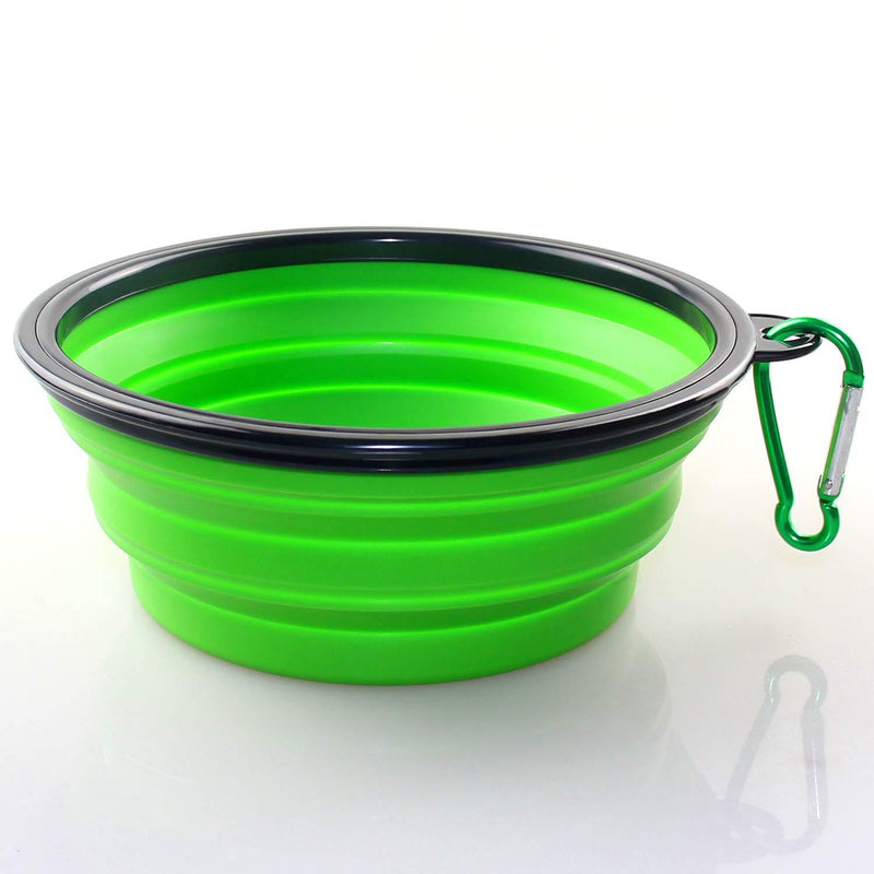 [Australia] - Axgo 1PC Foldable Silicone Dog Bowl Outfit Portable Travel Bowl for Dogs Feeder Utensils Outdoor Drinking Water Dog Bowl, Green 