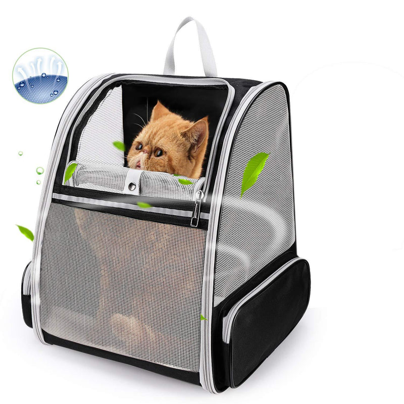 Lollimeow Pet Carrier Backpack for Dogs and Cats,Puppies,Fully Ventilated Mesh,Airline Approved,Designed for Travel, Hiking, Walking & Outdoor Use Mesh Black-M - PawsPlanet Australia