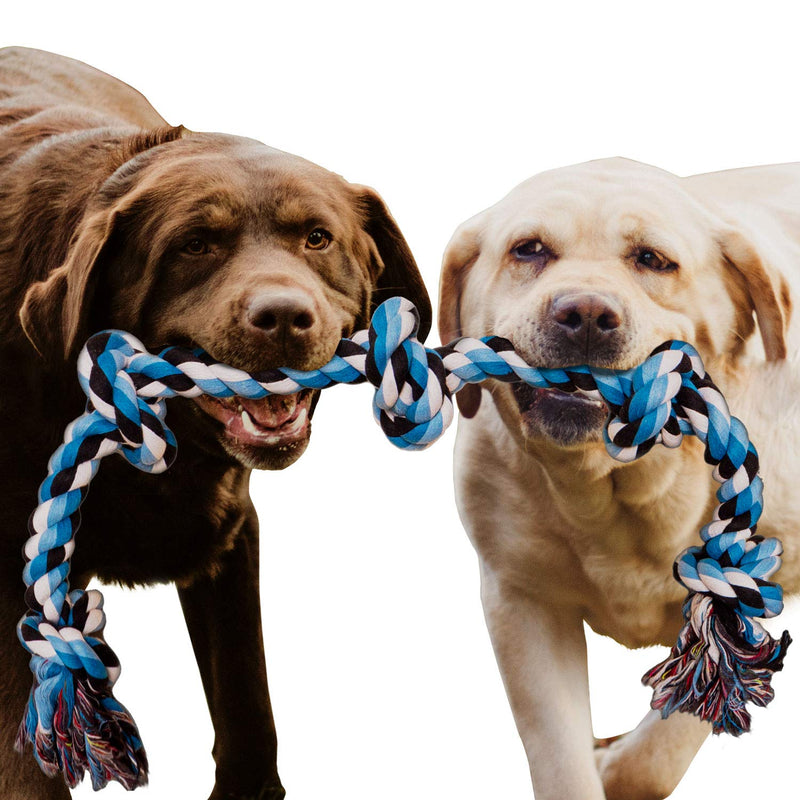 [Australia] - Dog Rope Toy for Aggressive Chewers - Medium to Large Breed Dogs | Extra-Large Tug of War Toy for Bonding with your Best Friend | 100% Cotton Chewing Rope - 36 Inches Long | Washable Blue| Bonus eBook 