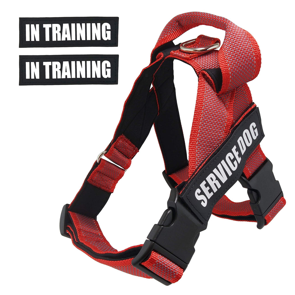 [Australia] - Dihapet Service Dog Vest Harness with Handle, Lightweight Full Adjustable Dog Vest, Neoprene Padded Soft for Summer Outdoor Walk Training L Chest 24-30in Red 