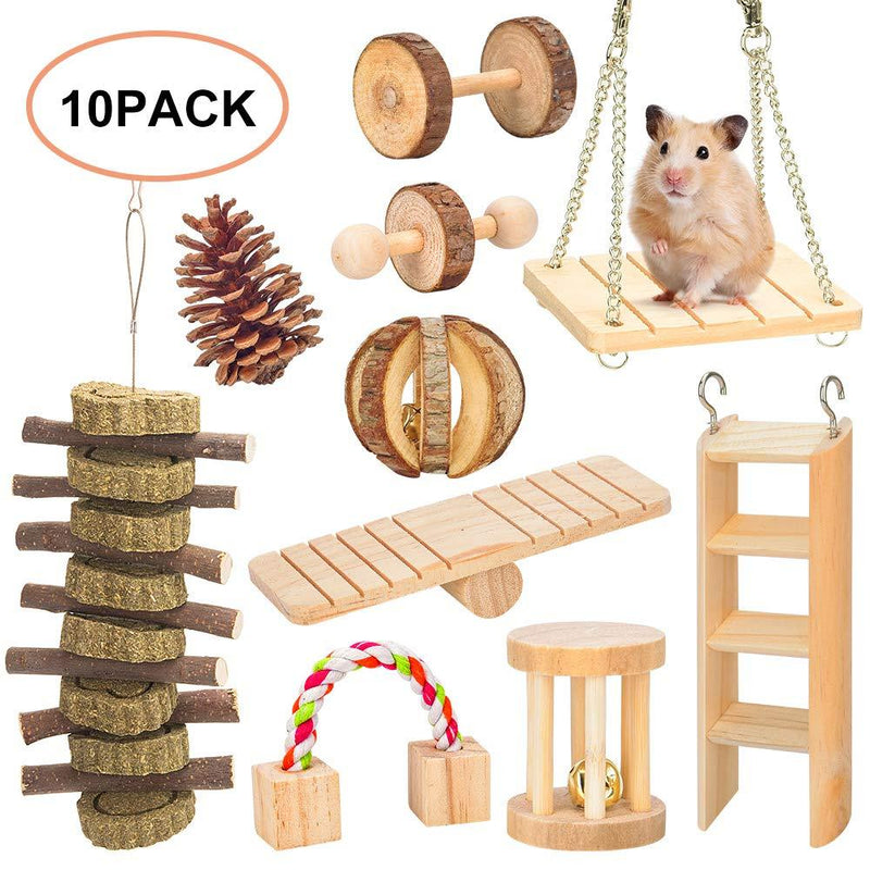 [Australia] - AsiFancy Hamster Chew Toys, Guinea Pig Rat Gerbil Chew Toys Accessories, Natural Wooden Watermelon Balls Bell Roller Teeth Care Molar Toy for Chinchilla Bird Bunny 