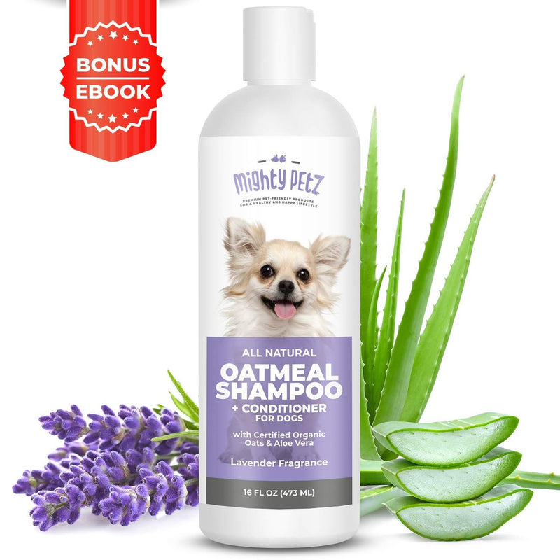 [Australia] - 2-in-1 Oatmeal Dog Shampoo and Conditioner – All Natural Relief for Itchy, Dry, Sensitive Skin with Soothing Aloe Vera + Baking Soda + pH balanced. Get Smelly Dogs Coat Fresh and Moisturized, 16 oz 