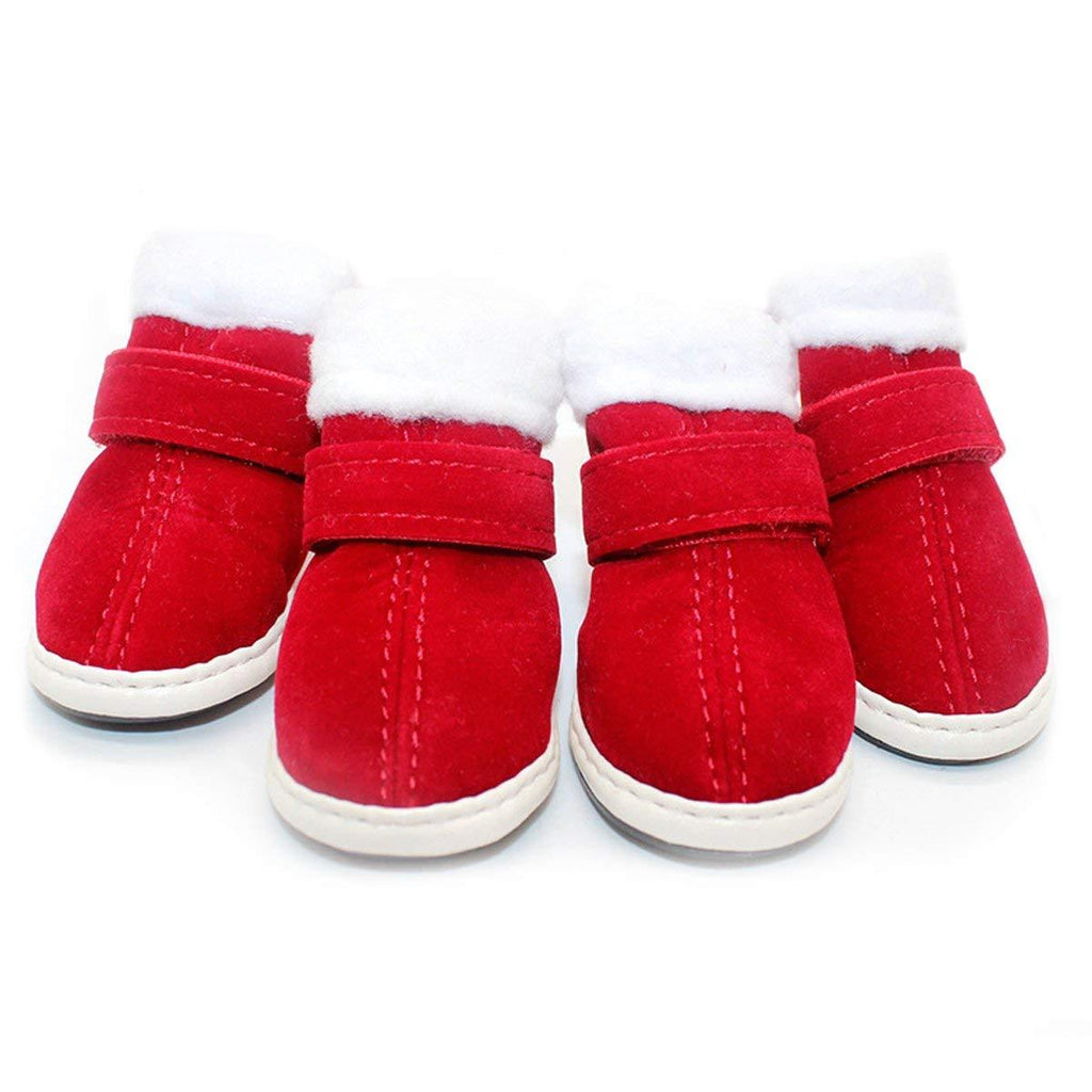 [Australia] - URBEST Detachable Closure Puppy Dog Shoes, 2019 New Christmas Booties Boots 2 Pairs XS Red 