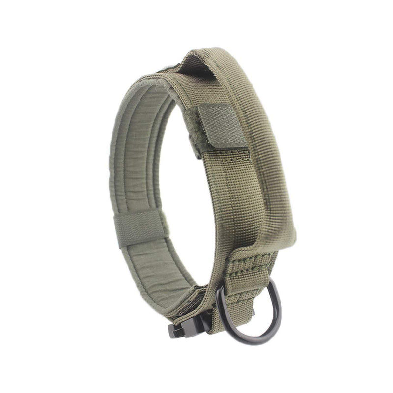 [Australia] - VICYUNS Tactical Dog Collar Adjustable & Durable Metal Buckle 1.5inch Width Army Grade Nylon Material Military Training Dog Collar L Ranger Green 