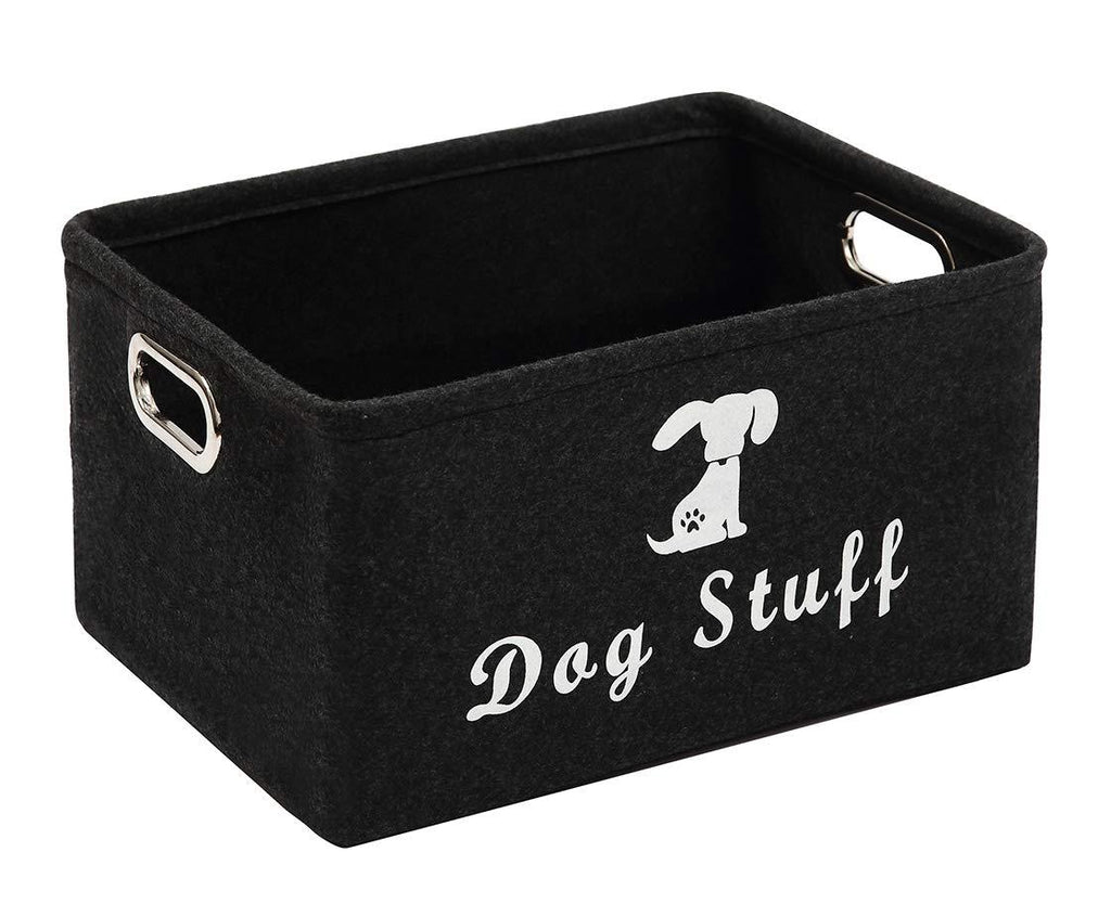 [Australia] - Geyecete Dog Apparel & Accessories/Dog Toys/Pet Supplies Storage Basket/Bin with Handles, Collapsible & Convenient Storage Solution for Office, Bedroom, Closet, Toys, Laundry "Dog Stuff" Dark Grey 