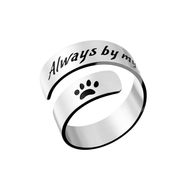 [Australia] - Raysunfook Once by My Side Forever in My Heart Pet Sympathy Gift Bracelet Pet Remembrance Jewelry Dog Memorial Cuff Loss of Pet Gifts RING - Always by my side 