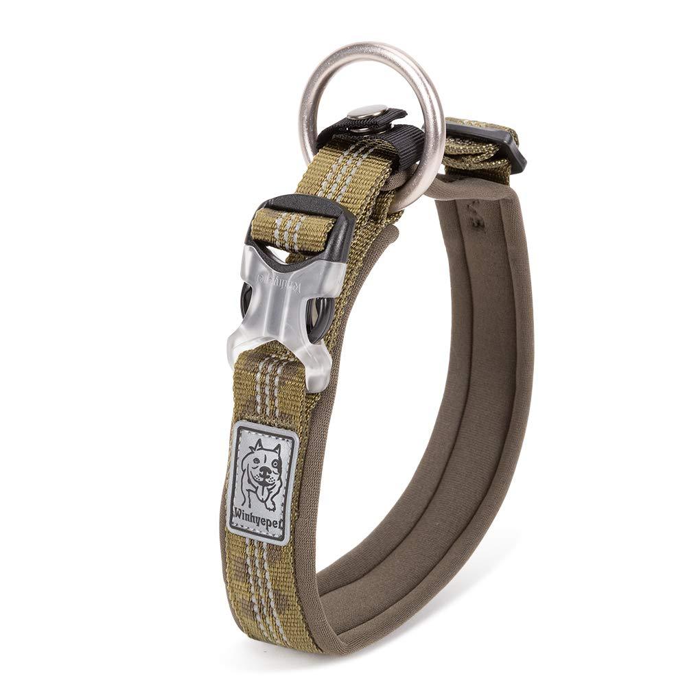 [Australia] - Chai's Choice Best Neoprene Padded 3M Reflective Dog Collar for Large, Medium, Small Dogs. Please Use Sizing Chart at Left. L Army Green 