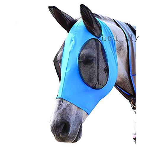 Fit Horse Size Professional Comfort Lycra Fly Mask with Mesh Eyes and Ears （Blue） - PawsPlanet Australia