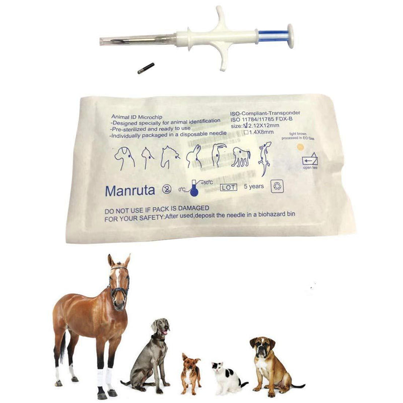 [Australia] - Manruta RFID Microchip Tag for Dogs and Cats ISO 11784/5 and FDX-B 134.2 Khz Standard 1.4X8 mm Size with Syringe 5 pack 