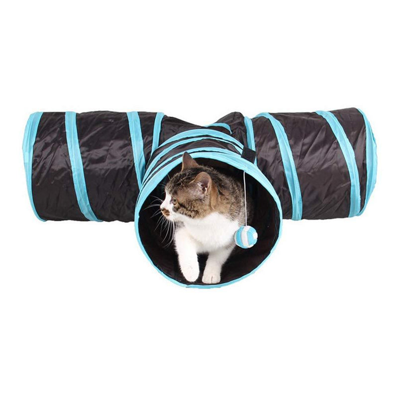 iHOO Cat Tunnels Crinkle Play Toys Collapsible Tube with Ball Maze Cat House Pet Interactive for Cat Puppy Kitten Rabbit 3-Way Tunnel - PawsPlanet Australia