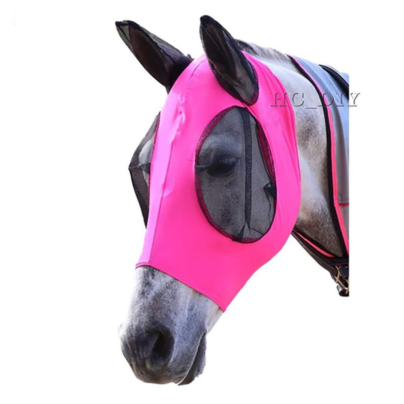 Horse Fly Mask, Fit Horse & Arab Size Fly Mask Professional Comfort Lycra Fly Mask with Mesh Eyes and Ears （Pink） - PawsPlanet Australia