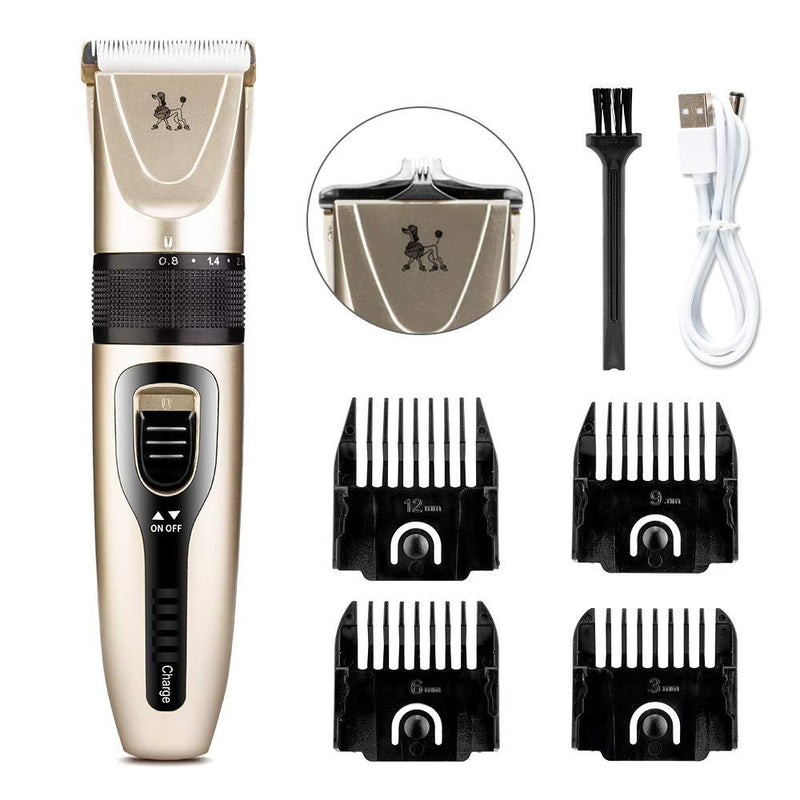 Dog Clippers,2 in 1 Low Noise Professional Dog Grooming kit with Small Trimmer Blade,USB Rechargeable Dog Clippers for Grooming,Electric Dog Grooming Clippers for Thick coats and Small Areas Hair Cut Gold - PawsPlanet Australia