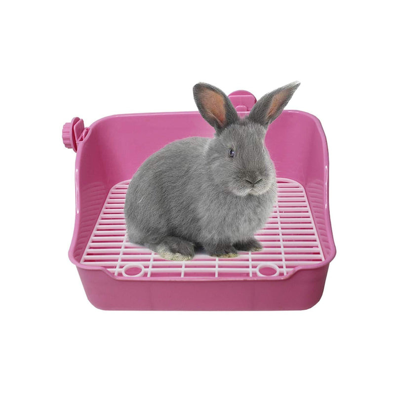 kathson Small Animal Litter Cage Potty Trainer Corner Litter Bedding Box Pet Pan Toilet Ideal for Rabbit, Bunny, Chinchilla, Ferret, Guinea Pig, Hamster(Pink) - PawsPlanet Australia