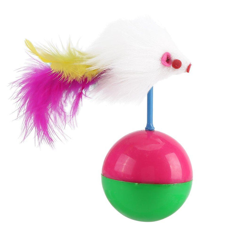 [Australia] - Sheens Fur Mouse Tumbler Cat Kitten Teaser Toy Plastic Balls Funny Interactive Toy for Indoor Cats Entertainment Exercise 