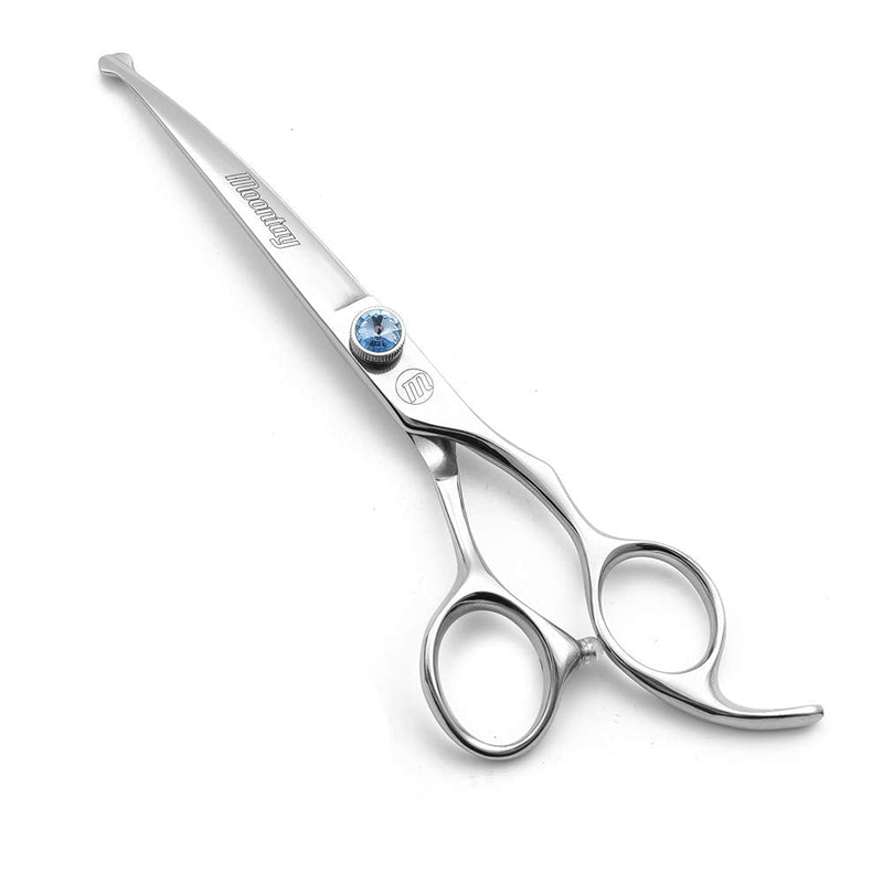 Moontay Professional Dog Grooming Straight, Curved, Thinning/Blending/Chunking Scissors Kit, JP-440C Stainless Steel Pet Cat Hair Cutting/Trimming Shears, Silver 7" (Curved Scissors) - PawsPlanet Australia