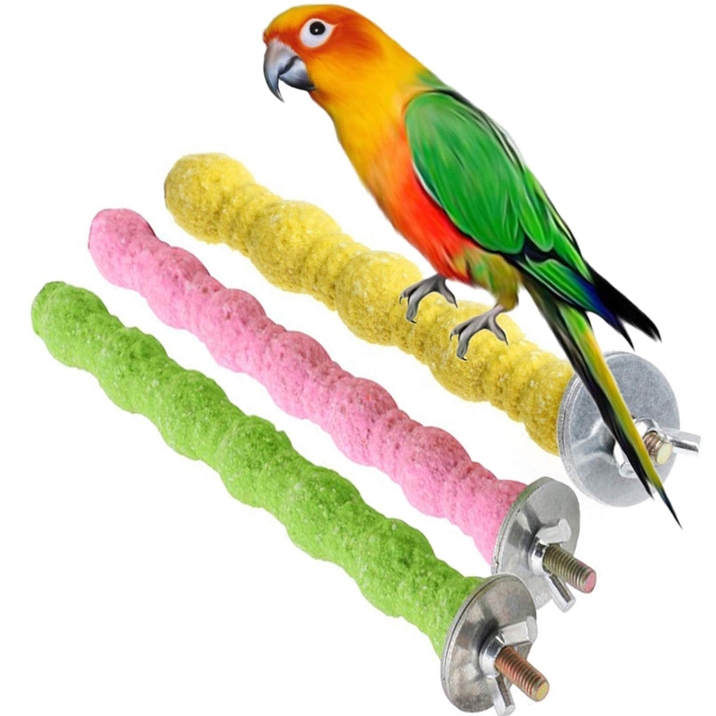 kathson Bird Perch Parrot Stand Cage Accessories Natural Wooden Stick Paw Grinding Rough-surfaced Chew Toy for Cockatiels,Cockatoo,Lorikeet,Conure,Parakeet 3 Pack (Random Color) - PawsPlanet Australia