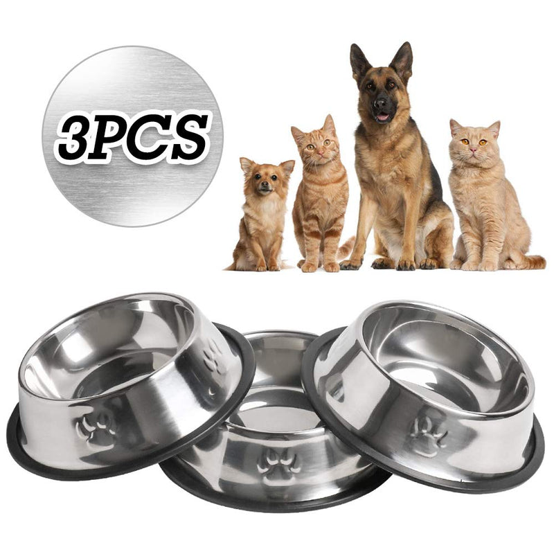 [Australia] - WANTKA Cat Bowl Dog Bowl Pet Stainless Steel Cat Food Water Bowl Non-Slip Rubber Base for Small Dogs Cats Animals Sliver 