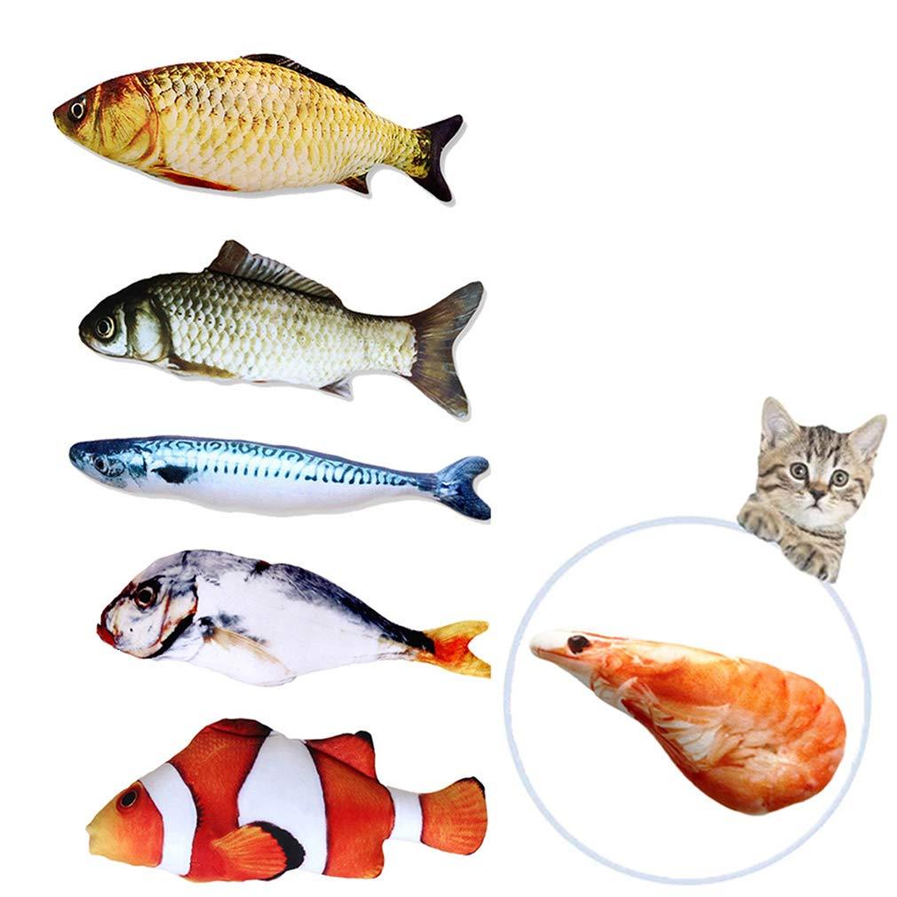 [Australia] - MULEI Catnip Fish Interactive Toys Set Simulation Fish Shape Doll Pet Chew Bite Pillow Natural Non-Toxic for Cats Kittens- 5 Pcs Color 2 