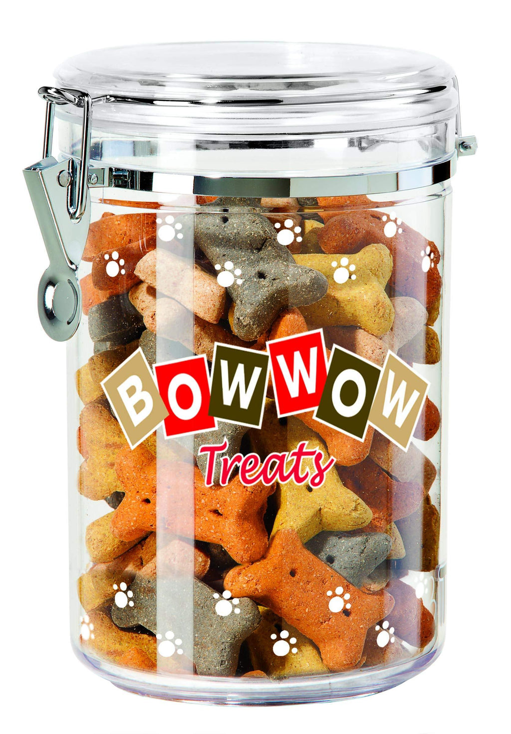 [Australia] - Oggi 8319 Acrylic Airtight Pet Treat Canister with Bow Wow Motif Food Storage Container, 51-Ounce, Bowwow Decal 