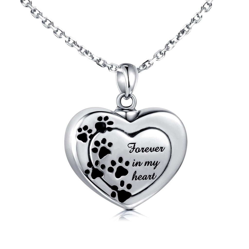 Puppy Sterling Silver Urn Memorial Necklaces for Dog Ashes Forever Together Paw Print Cremation Labrador Retriever Memorial Urns Keepsake Pendant Necklace Jewelry Gifts six paw print - PawsPlanet Australia