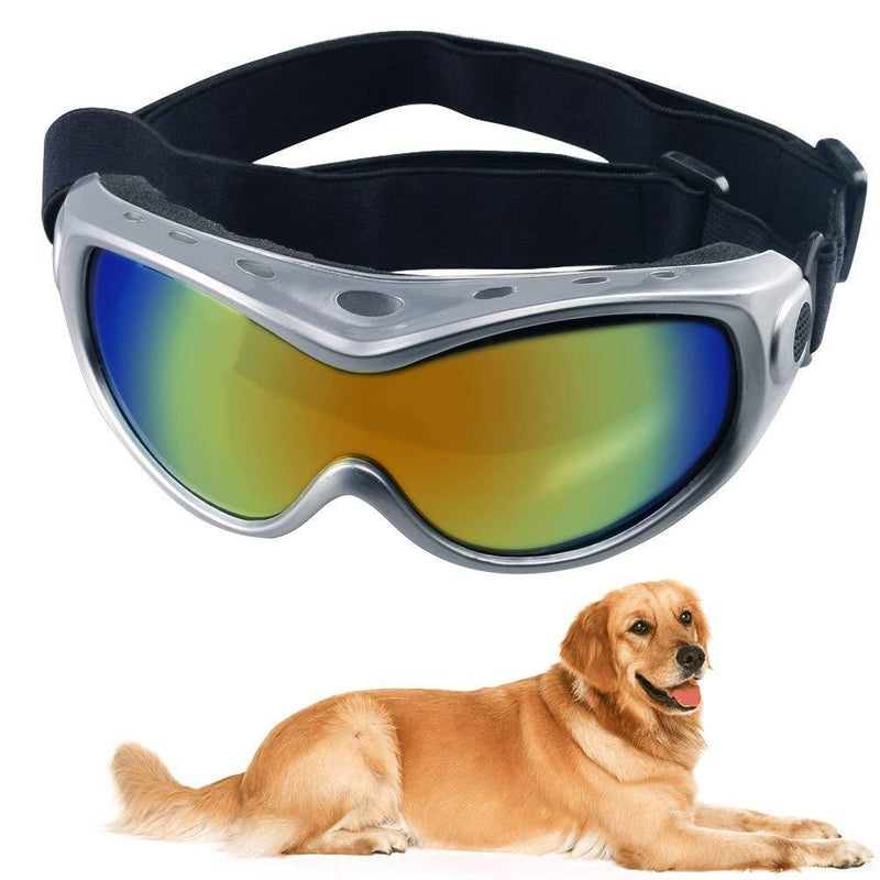 URBEST Dog Goggles, Eye Protection Dog Sunglasses for Dogs, Dog Ski Goggles with UV Protection with Adjustable Strap for Travel, Anti-Fog (Silver) - PawsPlanet Australia