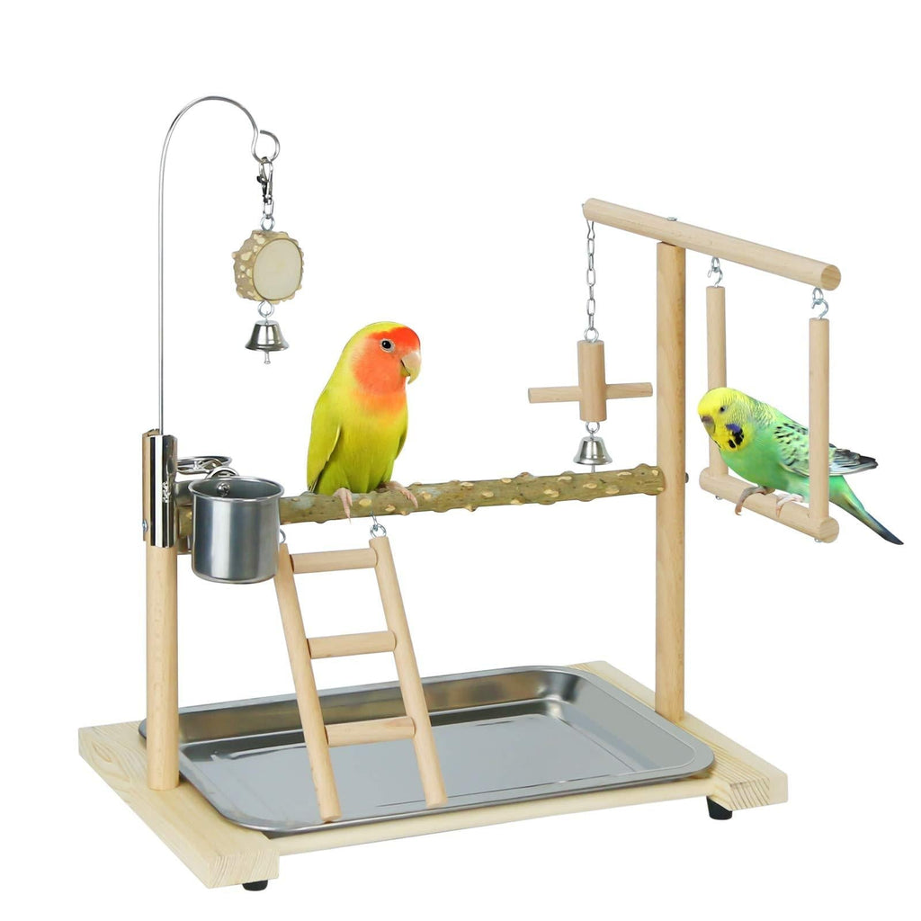 Loghot Bird Playground Parakeet Playground Parrot Playstand Bird Perches Nest Play Stand Wood Play Gym Stand with Metal Toy Hook - PawsPlanet Australia