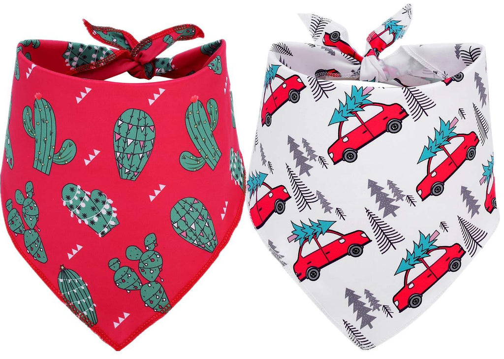 [Australia] - BoomBone Christmas Dog Bandana 2 Pack - Triangle Bibs Pet Scarf for Small to Large Dogs and Cat L Pattern A 