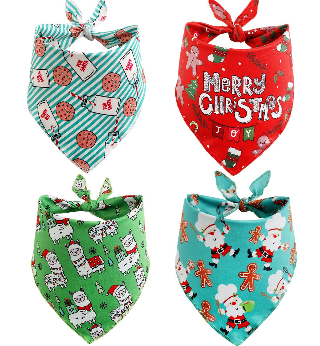 [Australia] - BoomBone 4 Pack Christmas Dog Bandana,Triangle Bibs Pet Scarf for Dogs L 