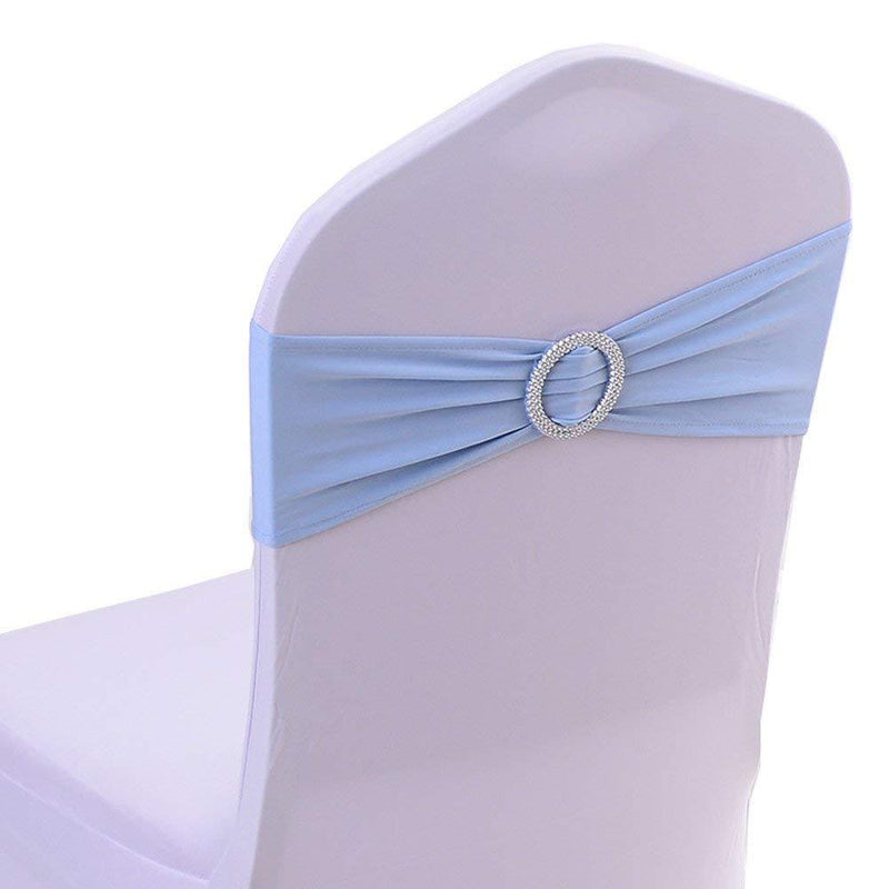 10PCS Spandex Chair Bands Sashes for Wedding Party Banquet Christmas Thanksgiving Baby Shower Event Decorations (Light Blue) Light Blue - PawsPlanet Australia