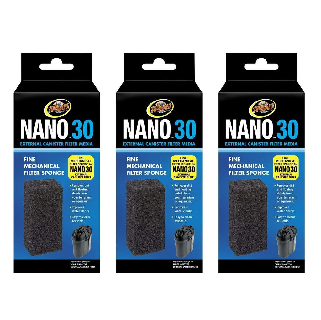 [Australia] - Zoo Med 3 Pack of Fine Mechanical Filter Sponges for Nano 30 External Canister Filters 