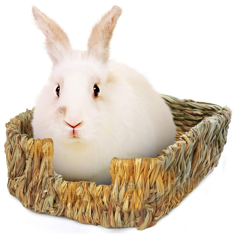 [Australia] - SunGrow Portable Rabbit Bed, Hand-Made with Natural Grass, Provides Paws Protection & Relaxation, Lightweight, Durable, Safe & Comfortable for Rabbits, Chinchillas, Guinea Pigs & Other Small Animals 