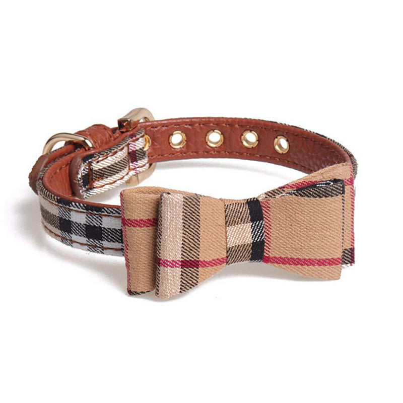 [Australia] - Axgo British Style Plaid Pattern Cute Dog Collar with Bow Tie for Puppy Kitten 