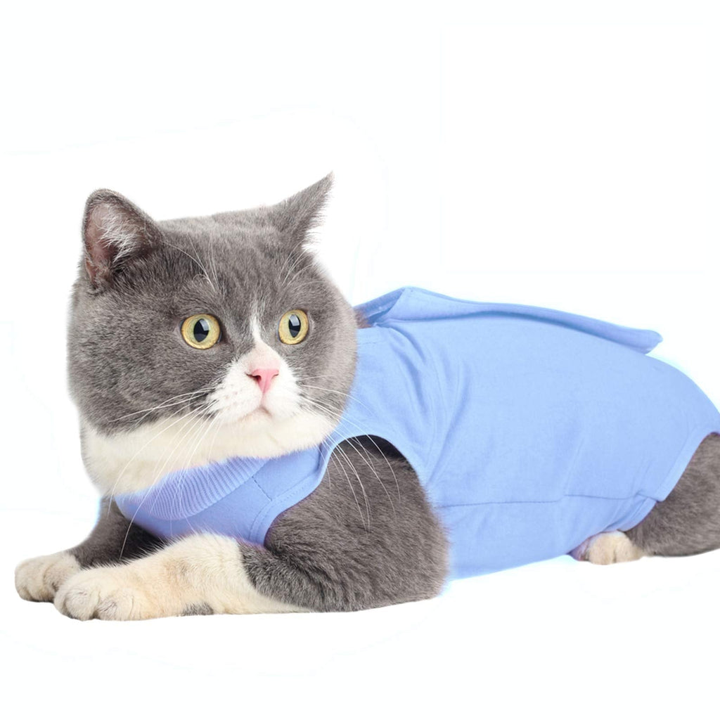 Cat Surgical Recovery Suit Abdominal Wounds or Skin Diseases, E-Collar Alternative,After Surgery Wear, Professional Home Indoor Pets Clothing S(Pack of 1) Blue - PawsPlanet Australia