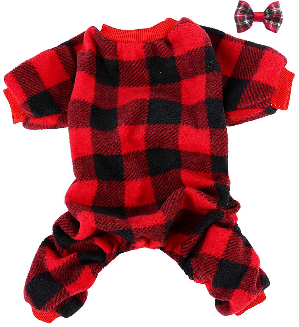 JPB Plaid Dog Pajamas Dogs Jumpsuit Pet Winter Clothes S - PawsPlanet Australia