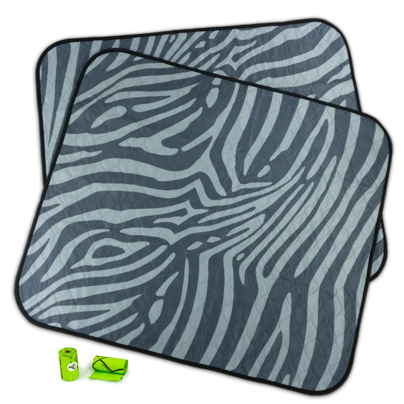 [Australia] - Zoorenity |2 Pack| Washable Pee Pads for Dogs | 10% to Charity | Waterproof and Reusable Dog Training Pads | Puppy Training Pads | Incontinence Protection for Older Dogs | Crate Liners | Dog Potty Pad 30x35 Zebra 