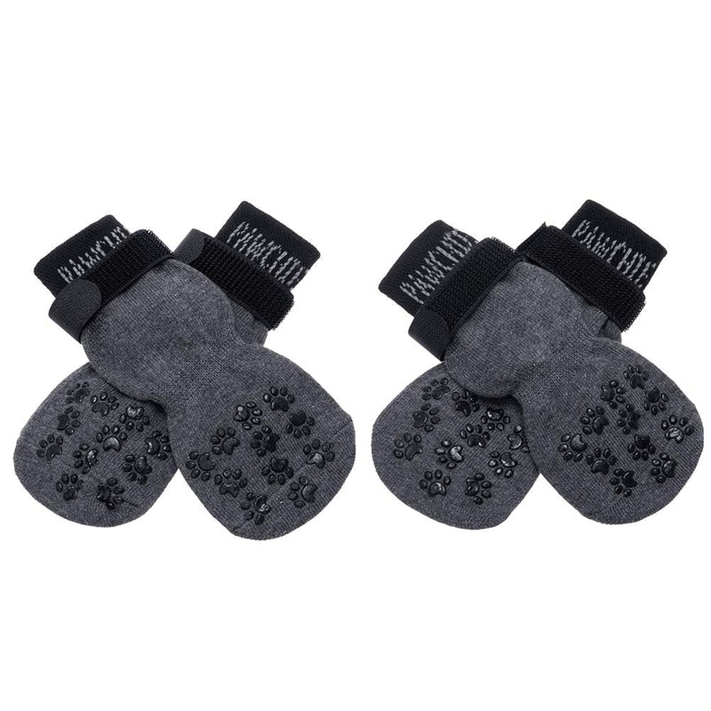 PAWCHIE Dog Socks for Hardwood Floor with Strap Indoor Anti Slip Knit Paw Protector Traction Control Grey Small (4 Count) - PawsPlanet Australia