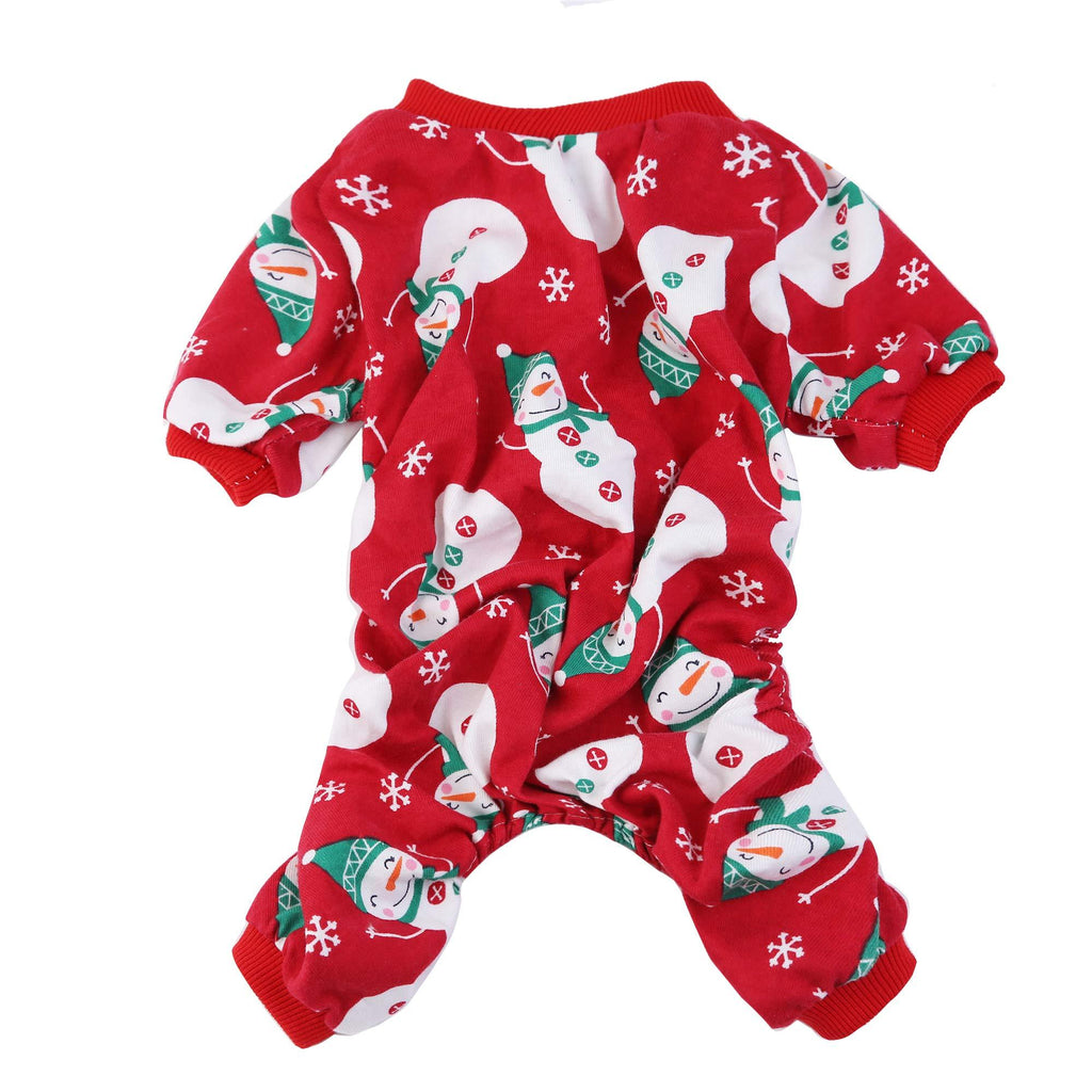 JPB Snowman Dog Christmas Pajamas Pet Jumpsuit for Dogs M (Back length 14.9" Chest 19.3") - PawsPlanet Australia