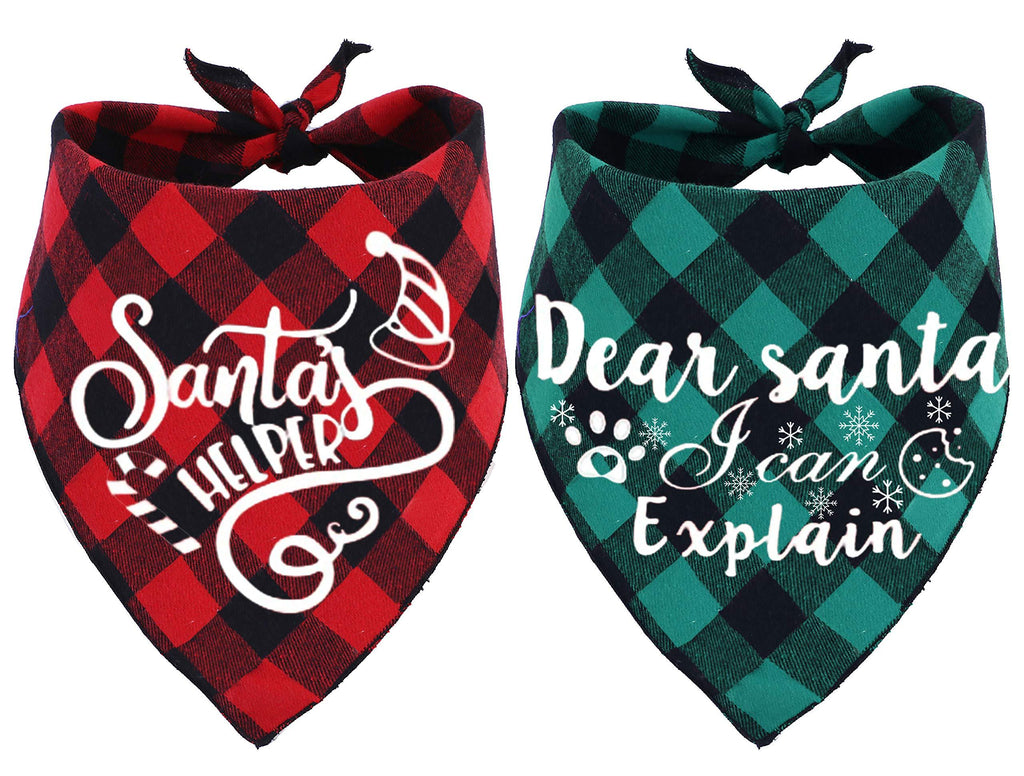 [Australia] - JPB Christmas Dog Plaid Bandana Pack of 2 