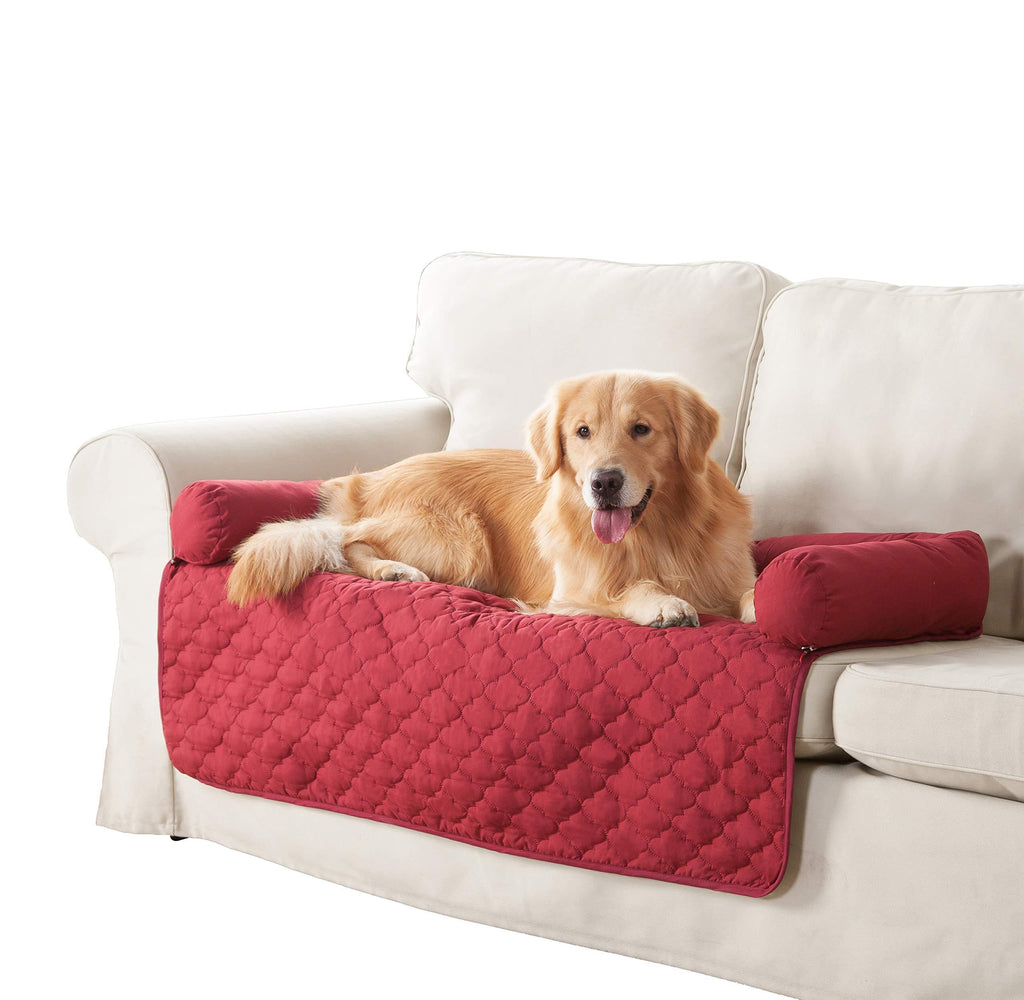 [Australia] - Quick Fit Wubba Reversible Pet Bed Couch Cover for Dogs, 45x34, Garnet-Natural 