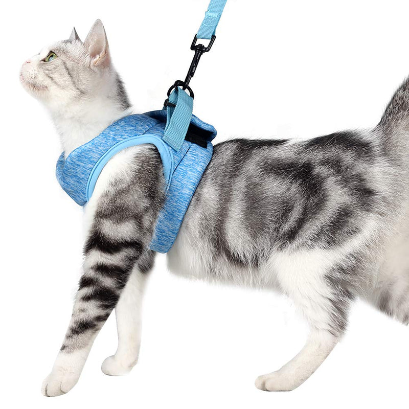 Heywean Cat Harness and Leash - Ultra Light Escape Proof Kitten Collar Cat Walking Jacket with Running Cushioning Soft and Comfortable Suitable for Puppies Rabbits Small (Pack of 1) Blue - PawsPlanet Australia