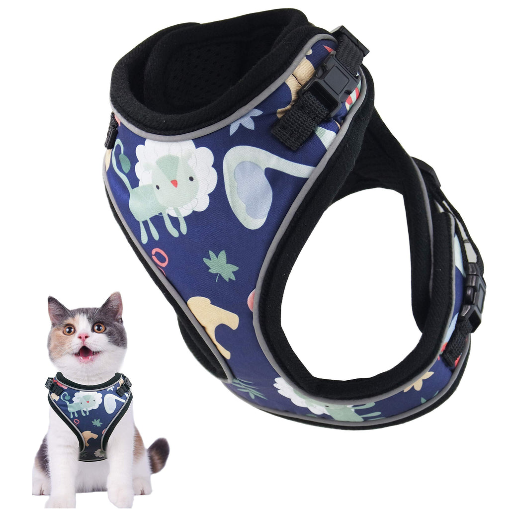 [Australia] - MUDINPET Cat Harness Escape Proof, Kitten Mesh Vest Harness, Adjustable Reflective Comfortable Soft Cat Chest Harness M Chest 12.5-18in Blue 