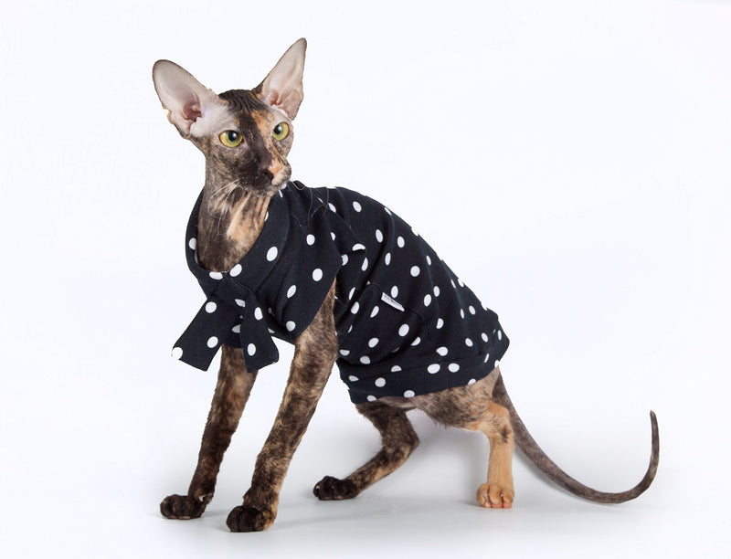 [Australia] - Kotomoda cat WEAR Sphynx Cat's T-Shirt Sailor Girl (Black and White) XS 