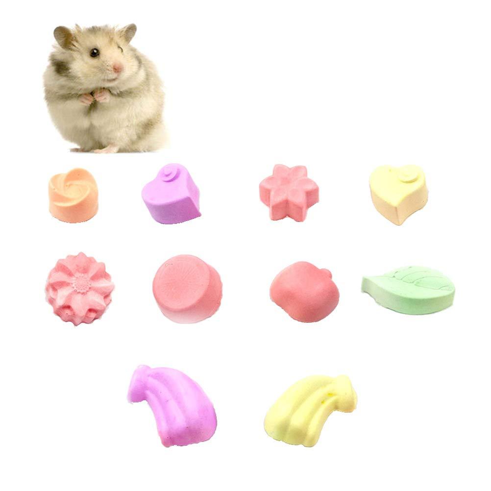 CCCYMM 10 Pcs Pet Teeth Grinding Stone Bite Chew Toy Suitable for Parrot, Rabbit, Chinchilla, Guinea Pig, Hamster Small Animals (Shape/Color Random) 10 Pcs Random - PawsPlanet Australia