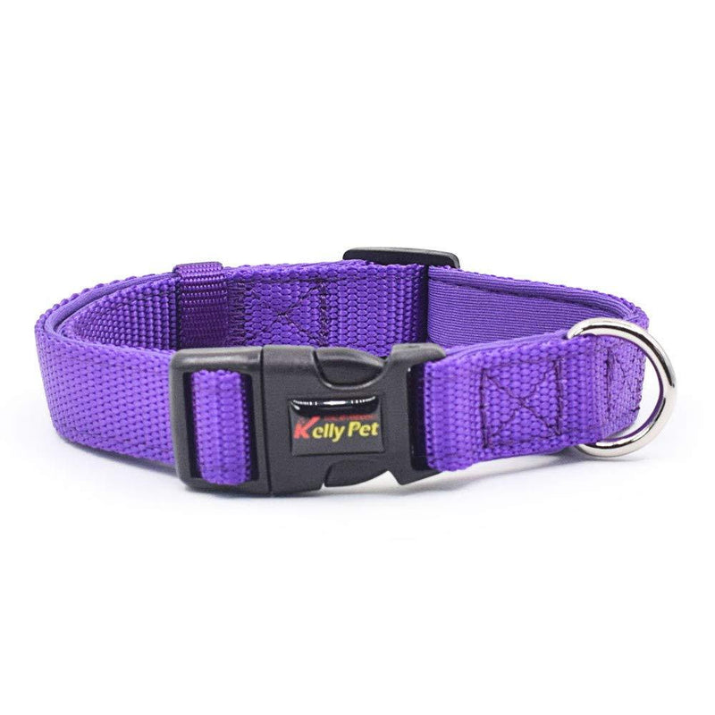 [Australia] - KLCW Nylon Dog Collar Lightly Waterproof Neoprene PaddedrUltra Soft Prevent Dog Skin from Wearing outThree Sizes Suitable for Small and Medium Dogs L purple 