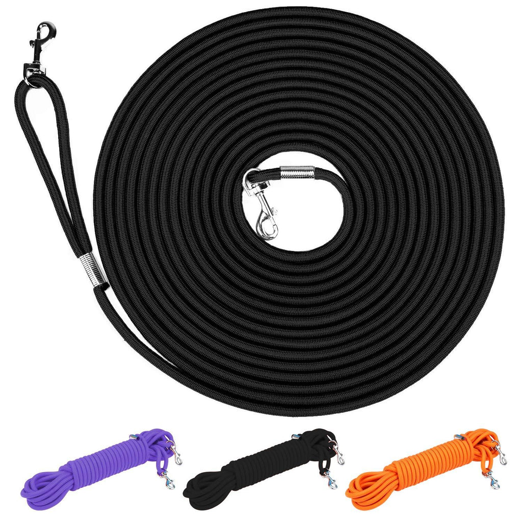 [Australia] - Hi Kiss Check Cord Large,Medium Small Dogs/Puppy Obedience Recall Training Agility Lead - 15ft 30ft 50ft Training Leash - Great for Training, Play, Camping, or Backyard Black 15 Feet 